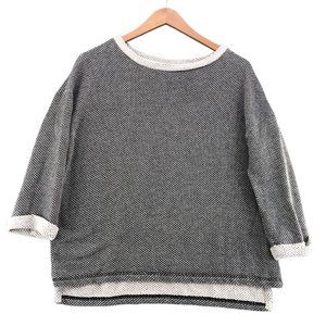 Ava & Viv Sweater Womens X Black White Tunic Knit Long Sleeves Cuffed Modern